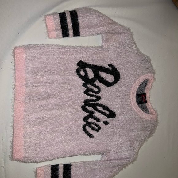 Barbie Graphic Baby Pink Eyelash Fur Crew Neck Sweater Forever 21 - Picture 6 of 11